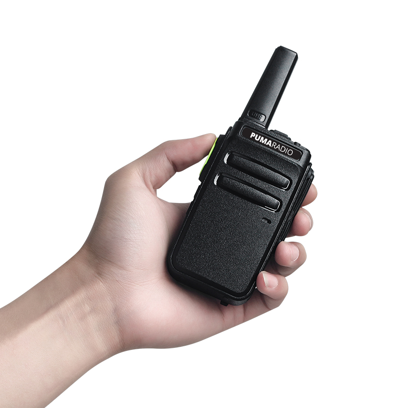 Pumaradio PR-350LF two way radio held in a hand